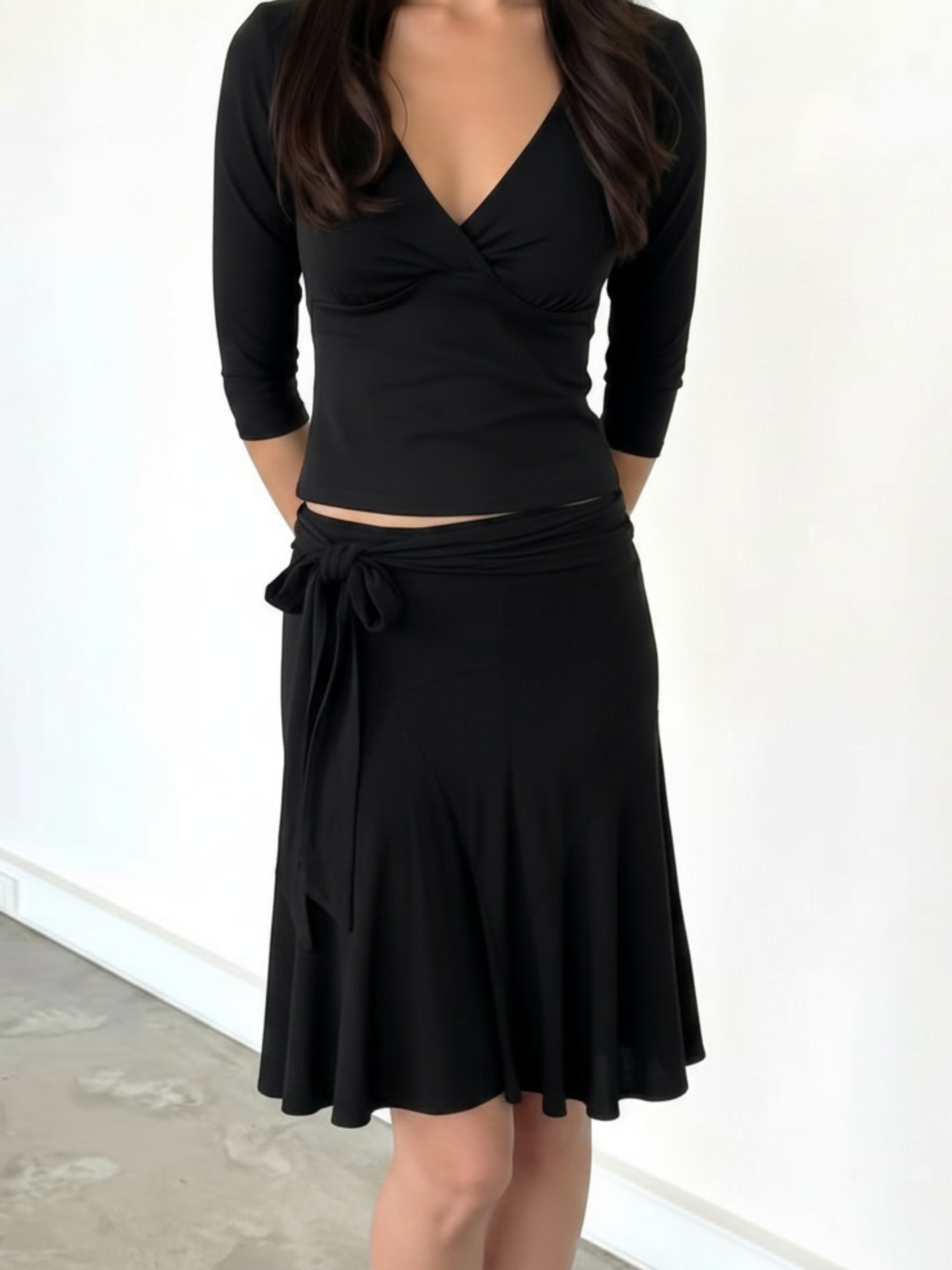 low waist midi wrap skirt