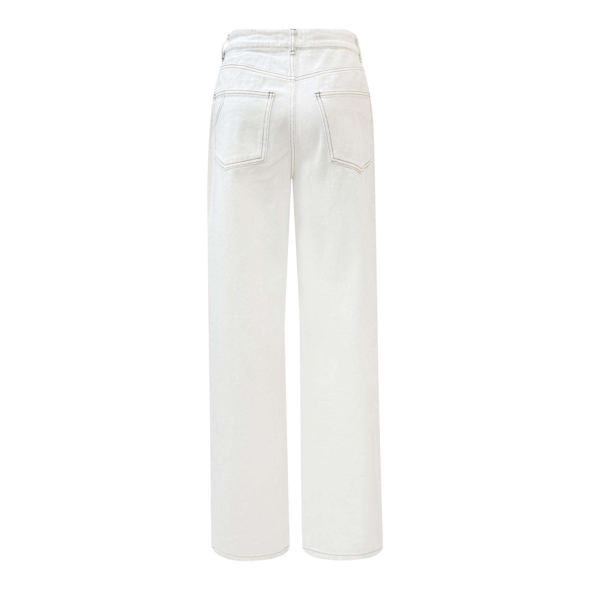 mid rise straight leg white jeans
