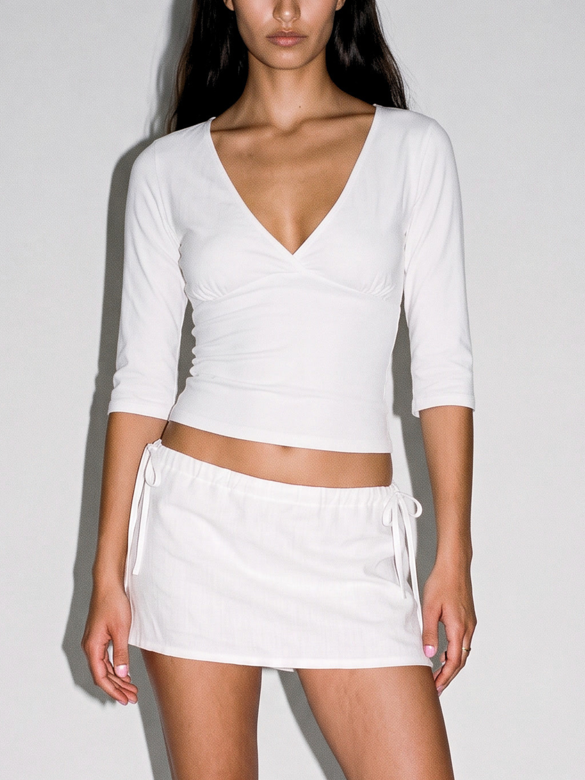 v neck 3/4 sleeve top