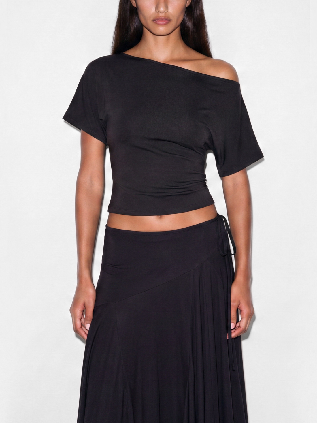 off shoulder tie top