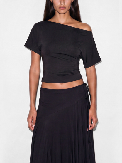 off shoulder tie top