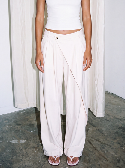 asym low waist wrap trousers