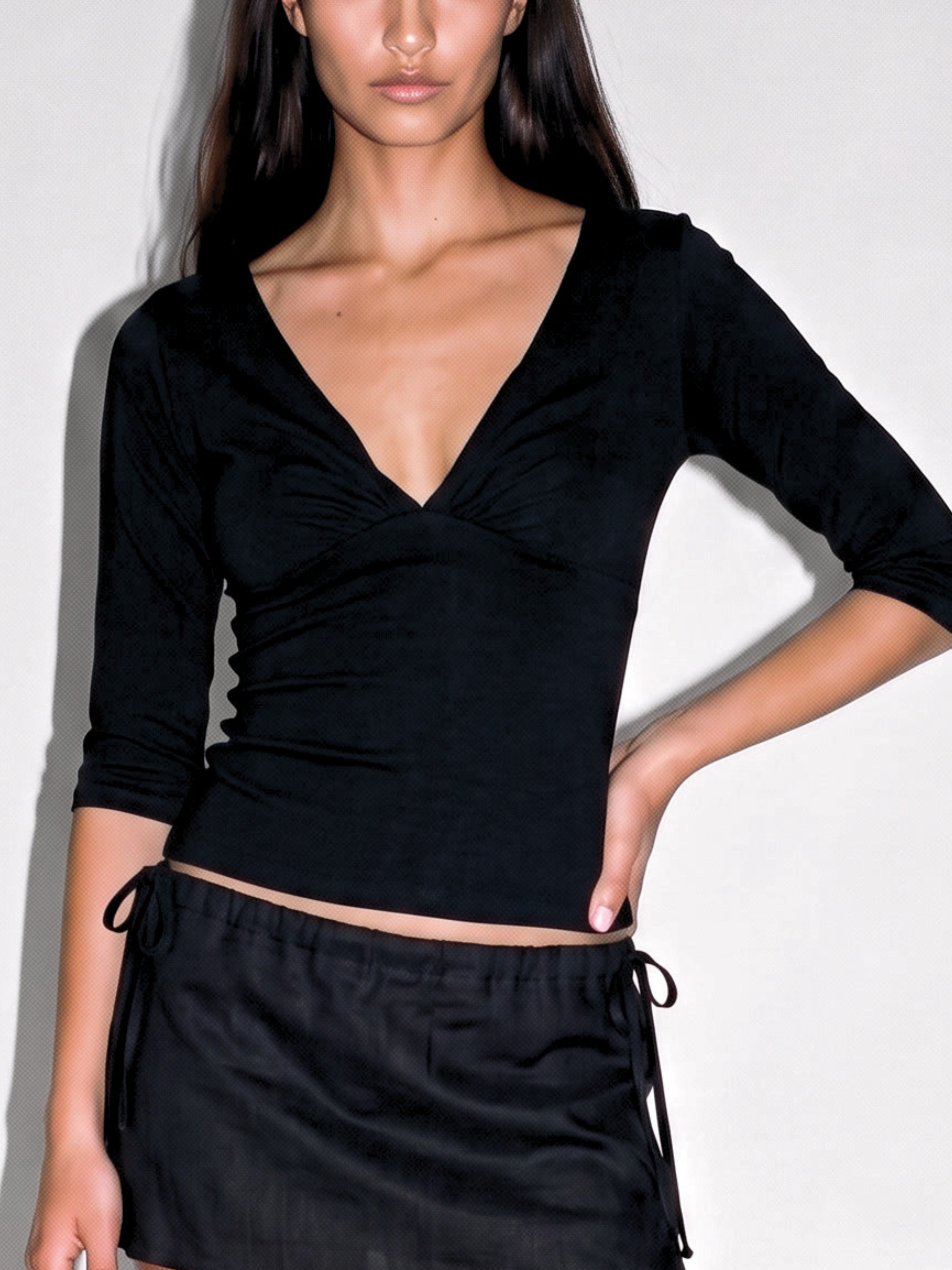 v neck 3/4 sleeve top