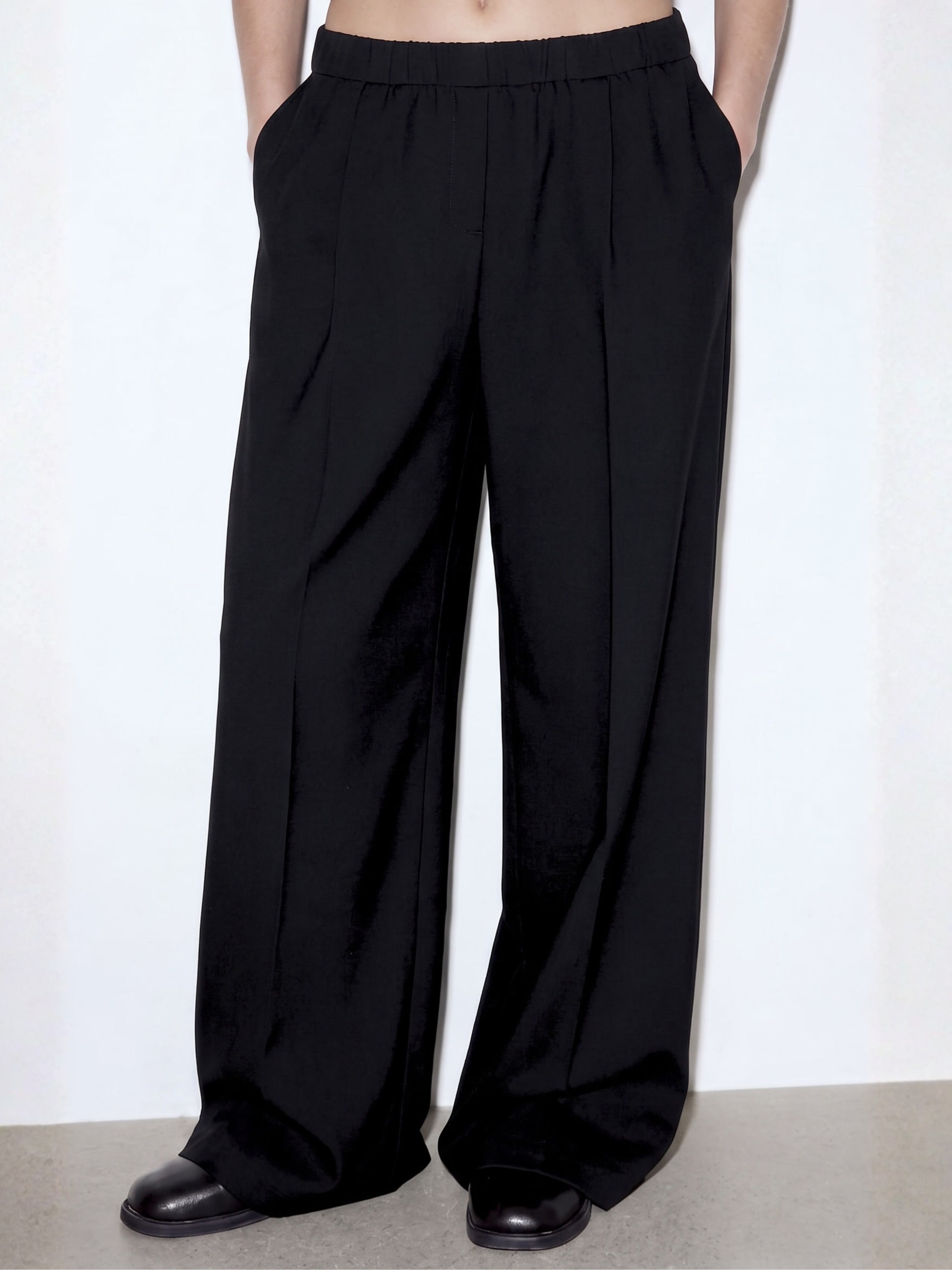 elastic waist tailored pants
