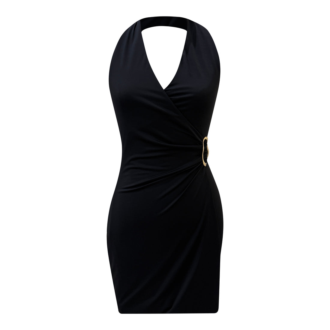 embellished halter mini dress