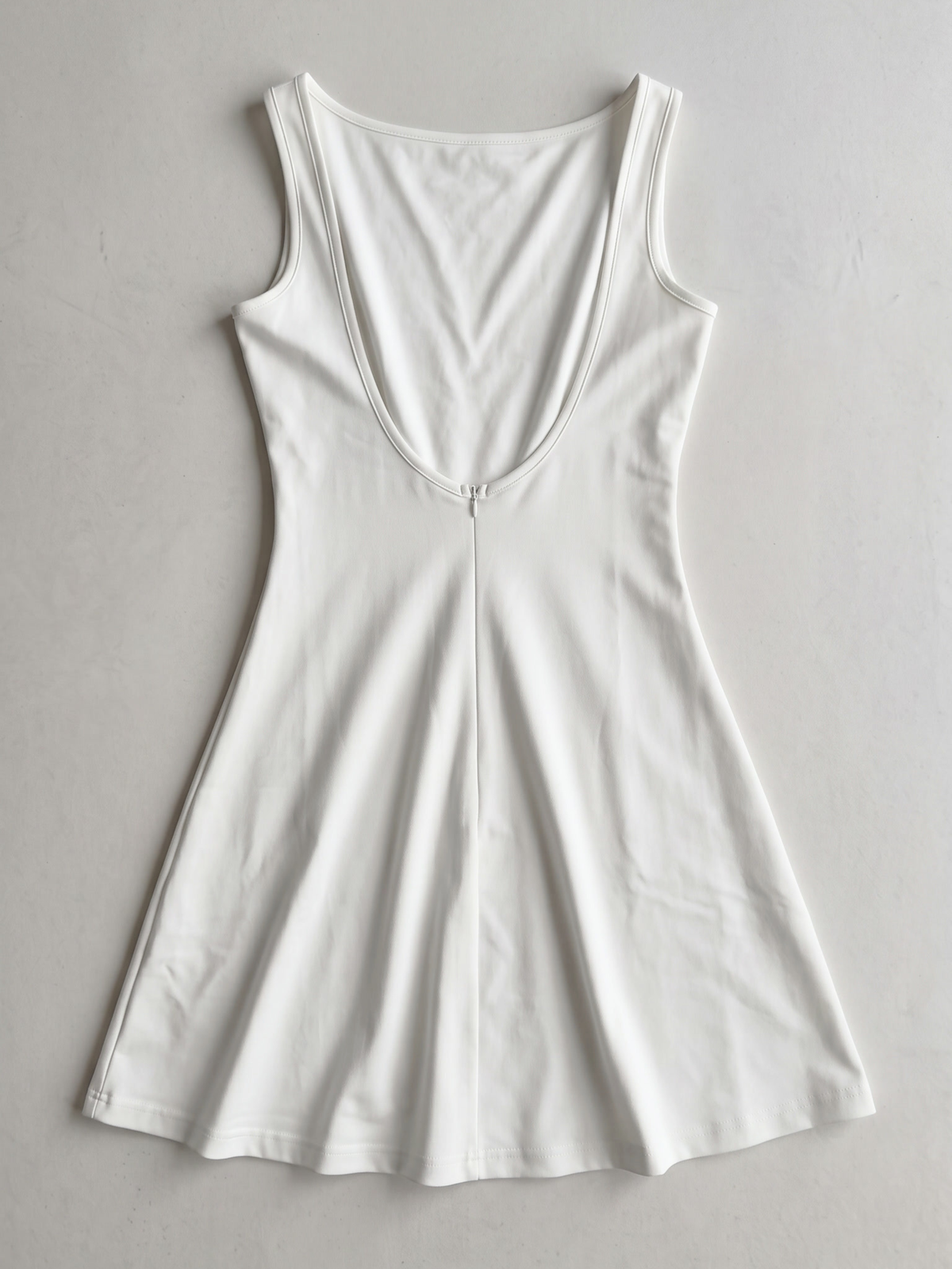 low back boat neck mini dress