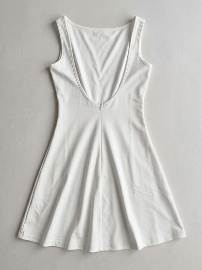 low back boat neck mini dress