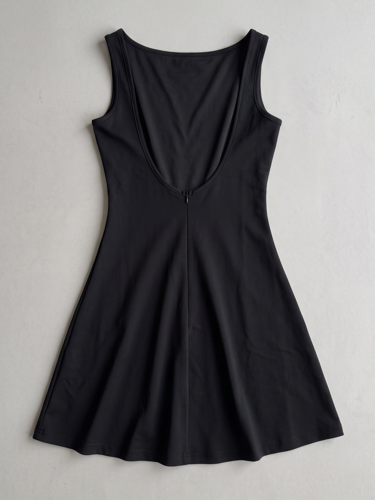 low back boat neck mini dress