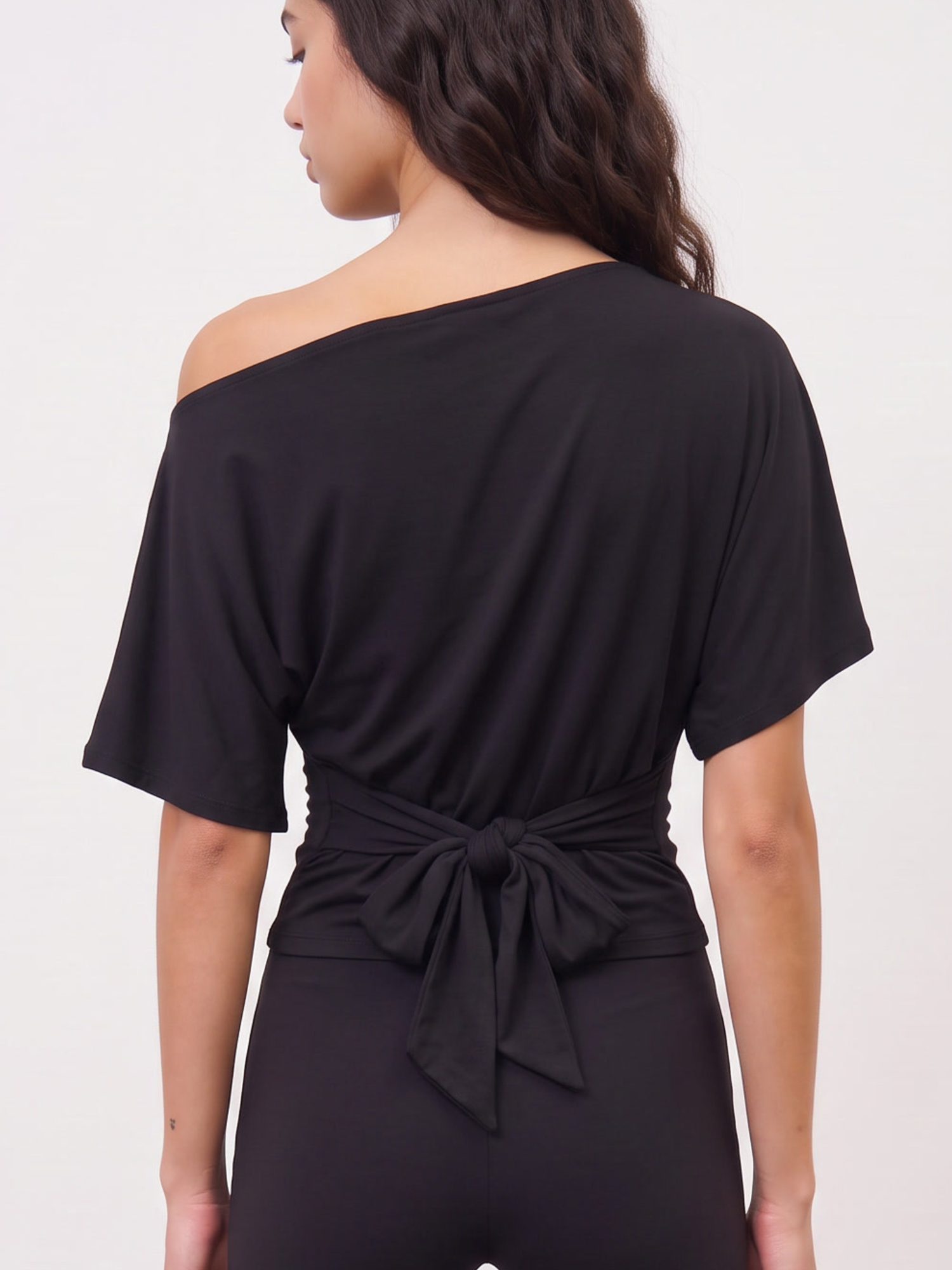 off shoulder tie top