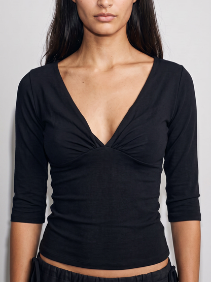 v neck 3/4 sleeve top