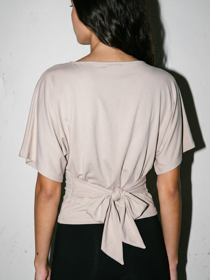 off shoulder tie top