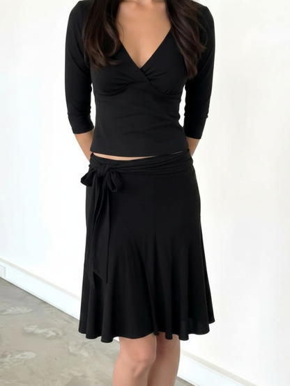 low waist midi wrap skirt