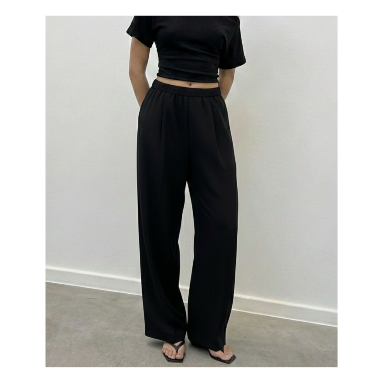 elastic waist tailored pants