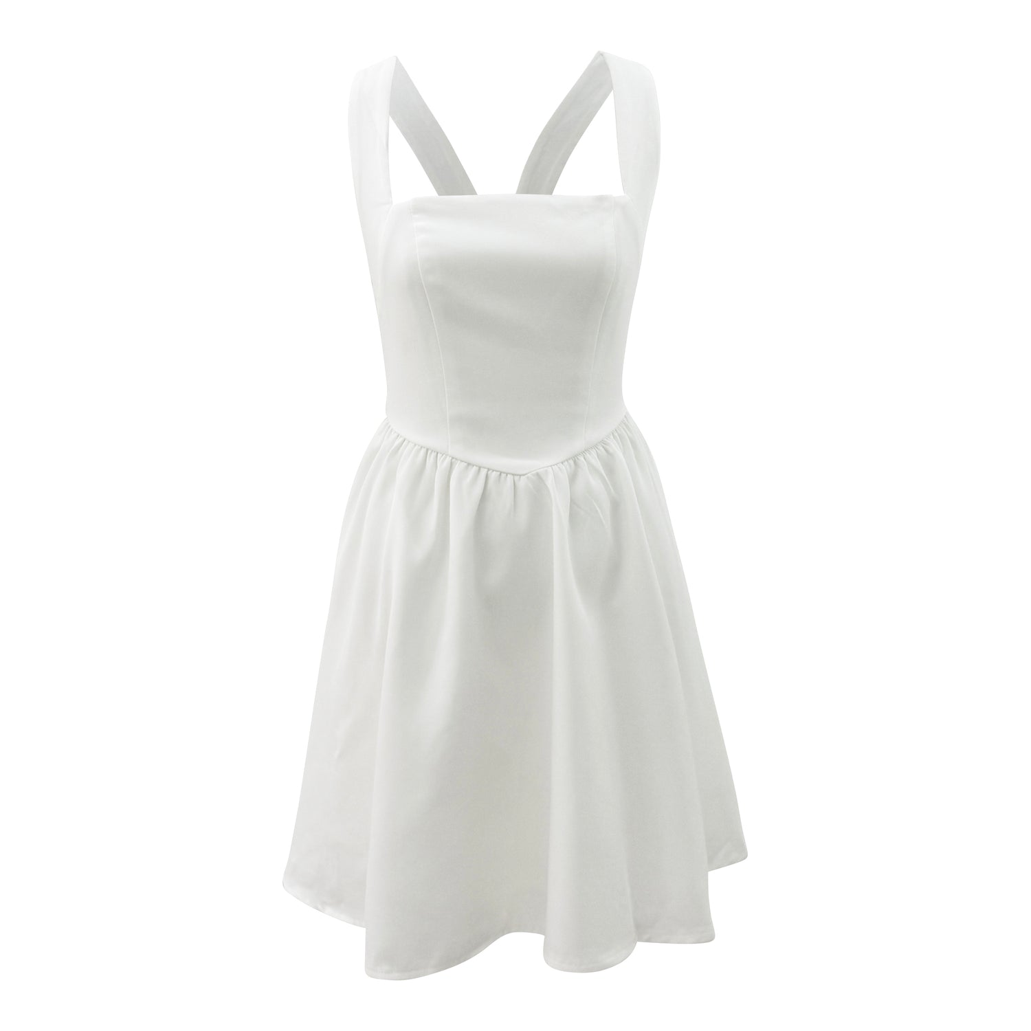 square neck ruched dress