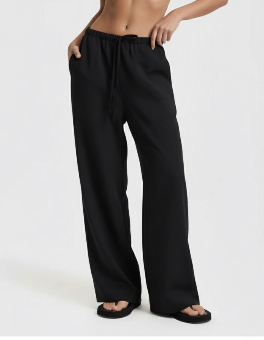 Reputation Lines Drawstring Pants - Black
