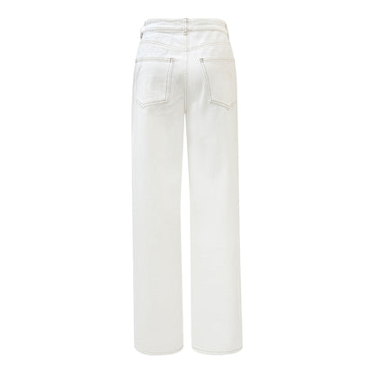 mid rise straight leg white jeans