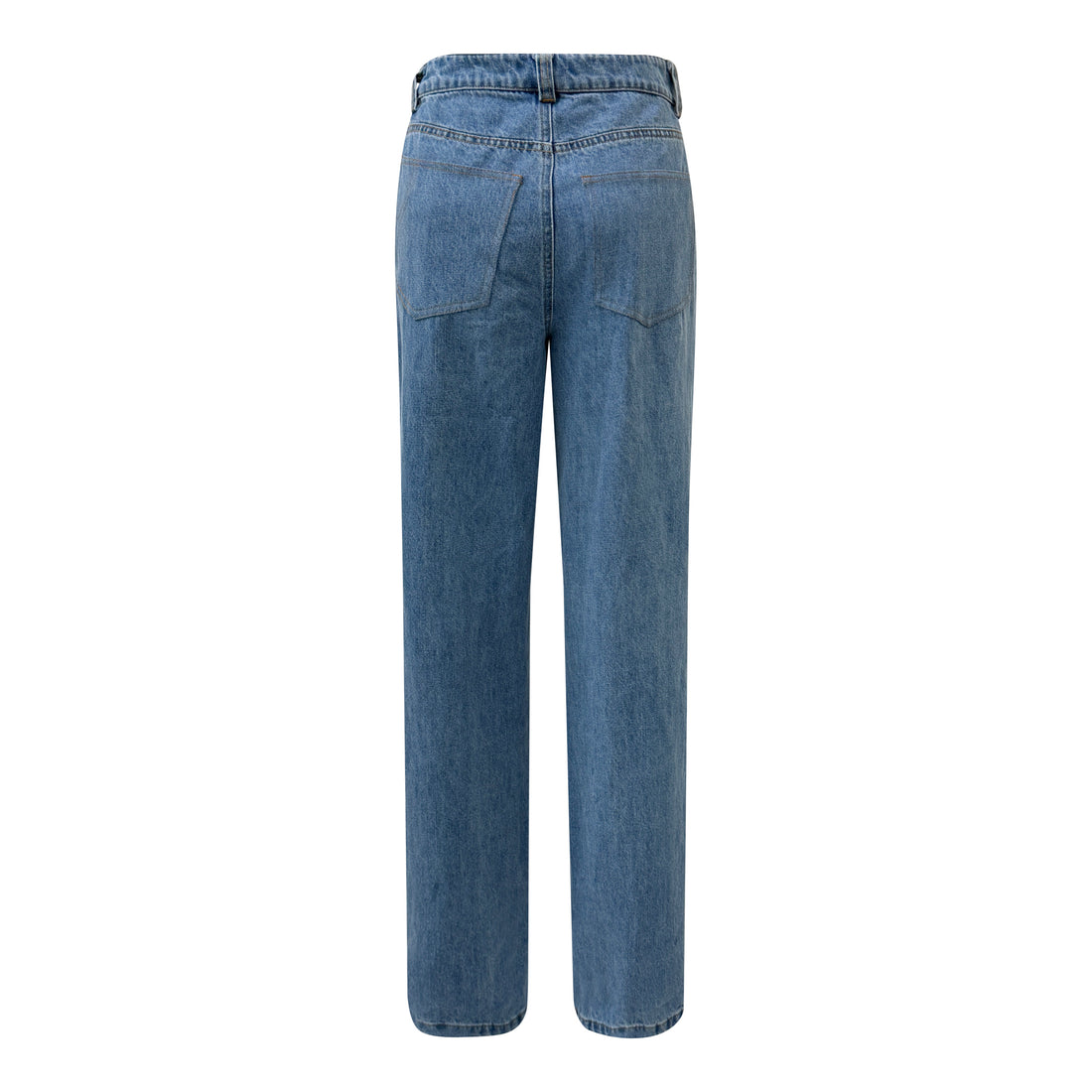 mid rise straight leg denim