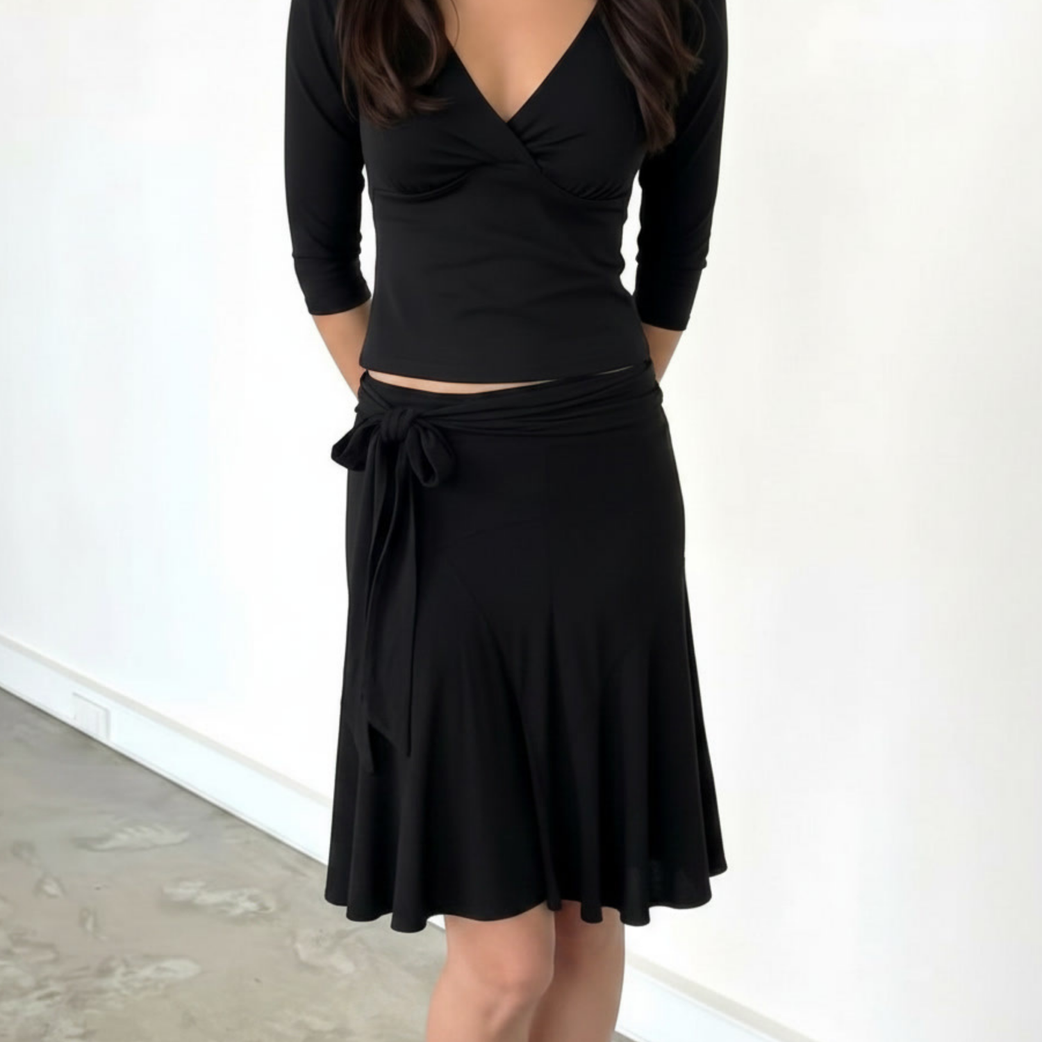 low waist midi wrap skirt