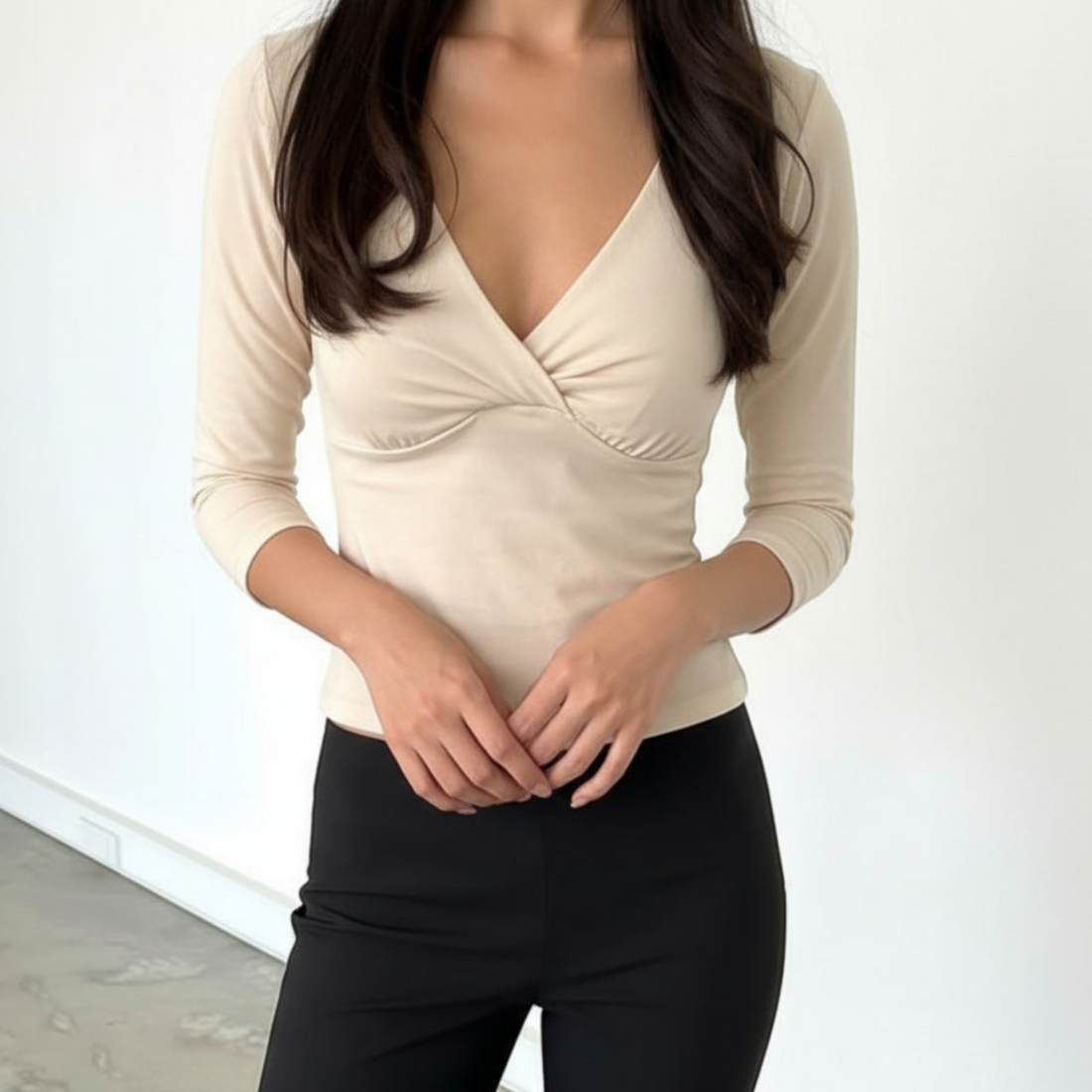 v neck half sleeve top
