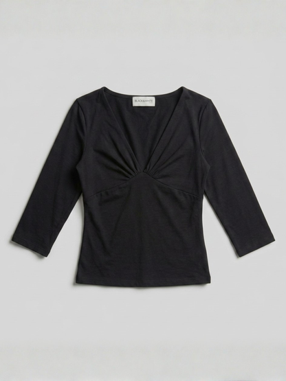 v neck 3/4 sleeve top